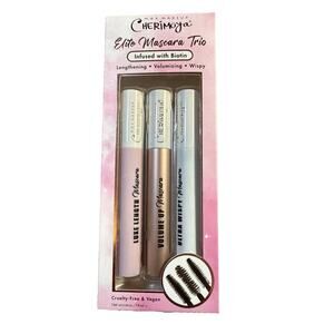 Max Makeup Cherimoya Elite Mascara Trio Biotin Infused 3 Black Vegan NIB Set